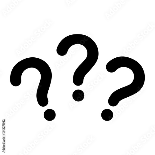 Three bold question marks symbolizing confusion and uncertainty concept