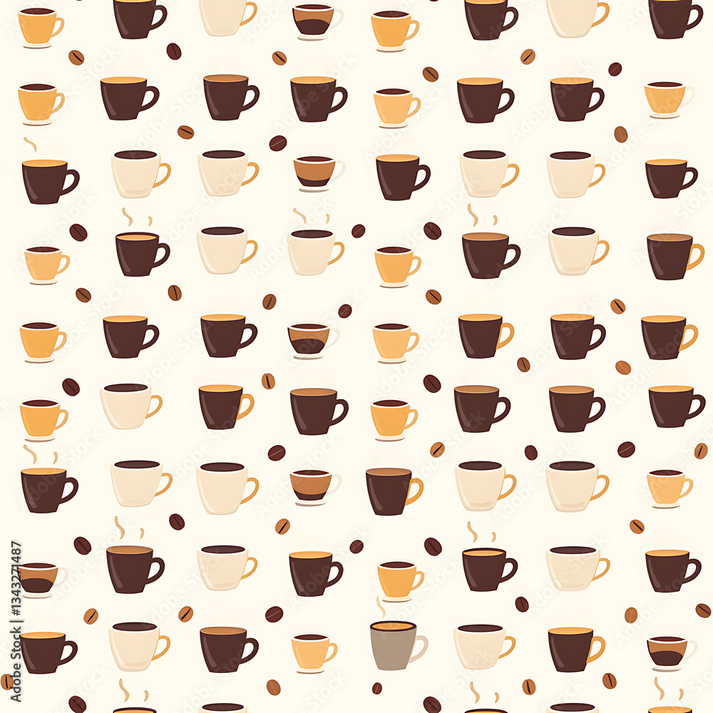 seamless pattern Realistic and artistic illustrations of coffee beans, brewing equipment, coffee cups for background or wallpaper seamless pattern Realistic and artistic illustrations of coffee beans, brewing equipment, coffee cups for background or wallpaper