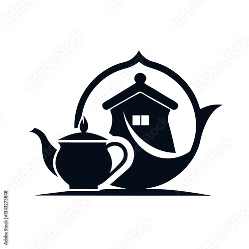      Tea house logo vector illustration.
