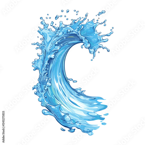 Water curve shape splash art illustration ocean vector