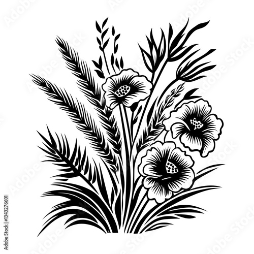 Floriculture farm illustration drawing sketch vector