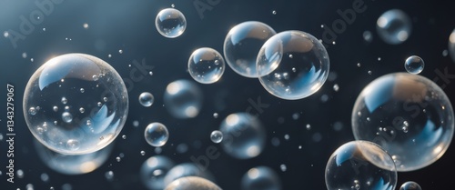 Wallpaper Mural Floating Translucent Bubbles on Dark Background. Torontodigital.ca