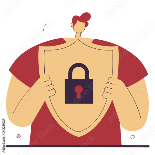 Cybersecurity Data Breach Identity Theft Roundish Flat Vector
