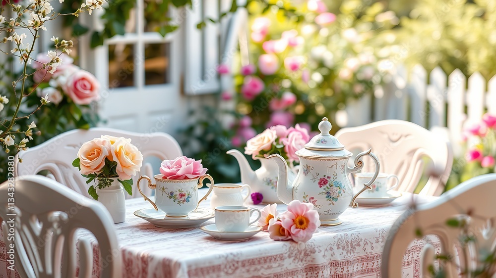 Charming Spring Tea Party in a Quaint Garden Cottage Charming Spring Tea Party in a Quaint Garden Cottage