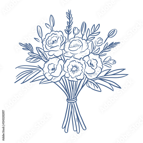 Flowers art illustration bouquet vector