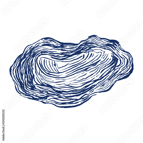 Opened oyster art illustration blue vector