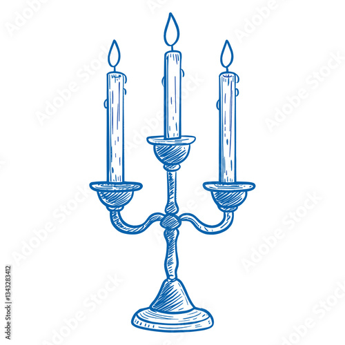 Wedding antique candlestick illustration blue chandelier vector