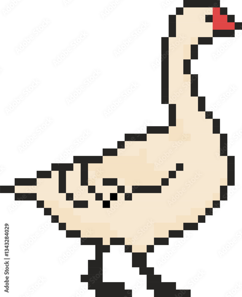 Obraz premium 8 bit goose icon. Pixel art object. Old school vintage game graphic.