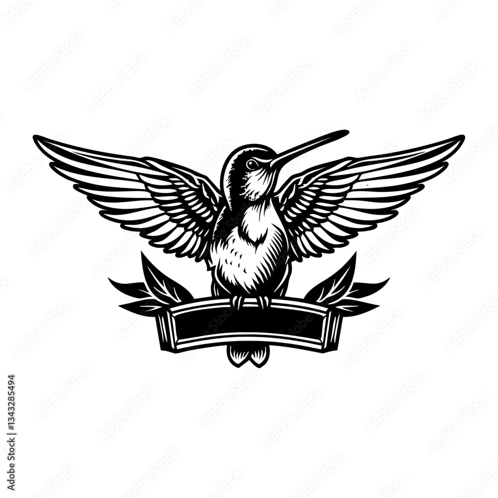 Fototapeta premium Hummingbird illustration graphic emblem vector