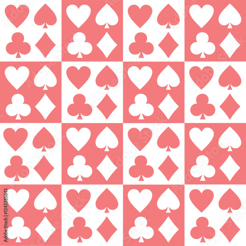 Wallpaper Mural Cards Symbols Vector Seamless Pattern Digital Paper, Playing Card Suits Background, Poker and Casino Inspired Design, Spades Hearts Diamonds Clubs Pattern, Classic Card Game Texture Torontodigital.ca