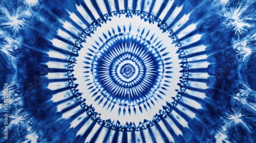 Obraz na płótnie Diseño textil azul y blanco, patrones circulares w salonie
