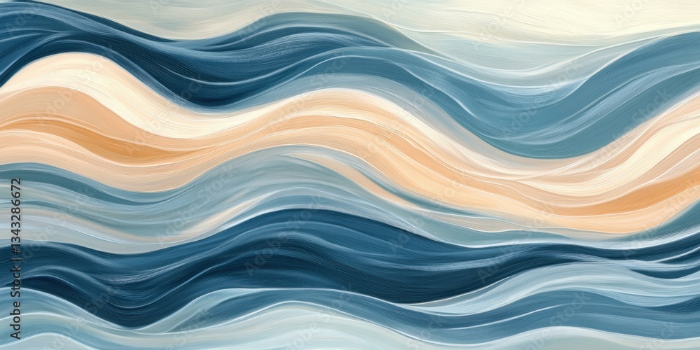 Diseño abstracto de olas en colores azules y beige