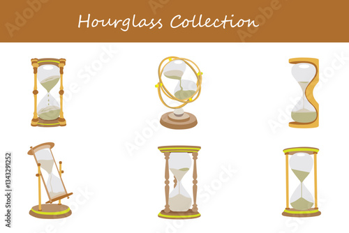 hourglass collection in different style. Vector illustration.