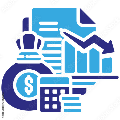 Budget Deficit icon in Glyph Dual Color Style. Simple Vector Design. Simple Vector Glyph Icon