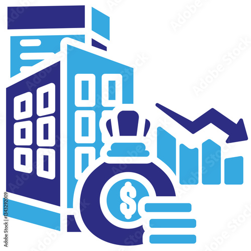 Bankruptcy icon in Glyph Dual Color Style. Simple Vector Design. Simple Vector Glyph Icon