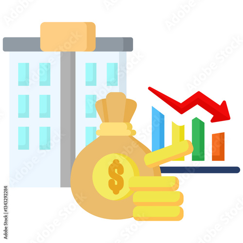 Depreciation icon in Flat Color Style. Simple Vector Design. Simple Vector Flat Icon