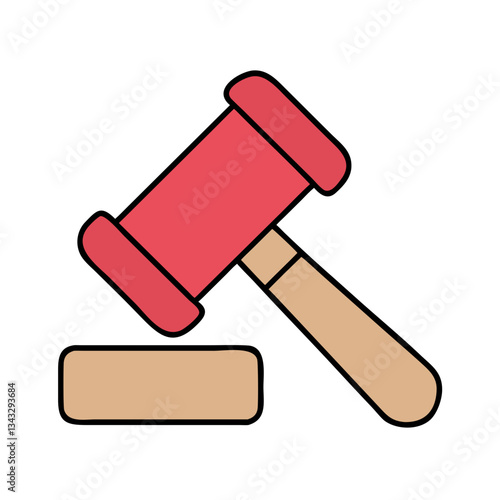 Auction gavel icon in brown and red
