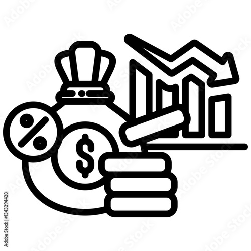 Income icon in Outline Style. Simple Vector Design. Simple Vector Outline Icon