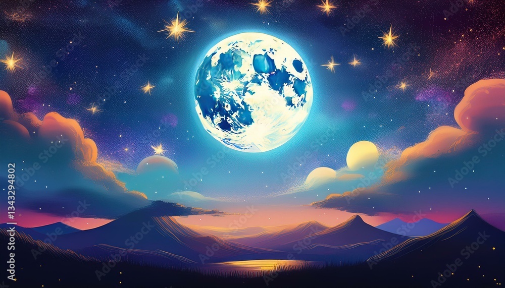 Fototapeta premium bright moon and stars