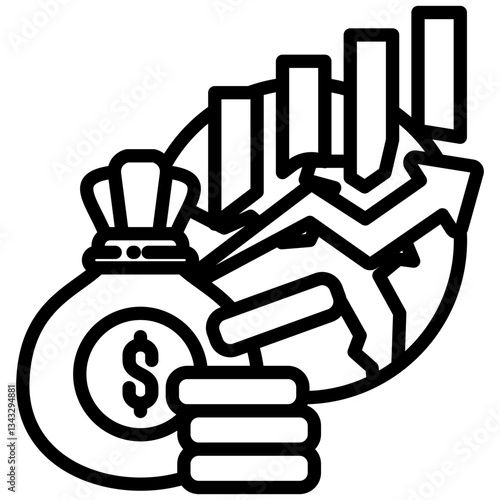 Economy icon in Outline Style. Simple Vector Design. Simple Vector Outline Icon