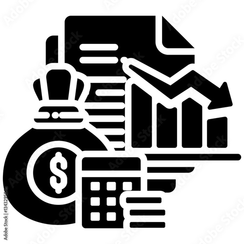 Budget Deficit icon in Glyph Style. Simple Vector Design. Simple Vector Glyph Icon
