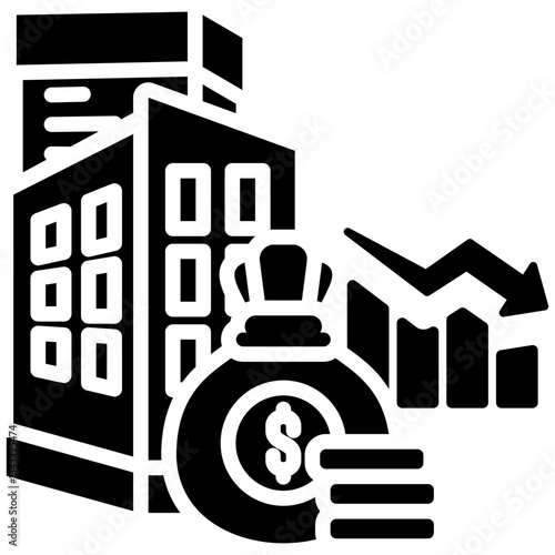 Bankruptcy icon in Glyph Style. Simple Vector Design. Simple Vector Glyph Icon