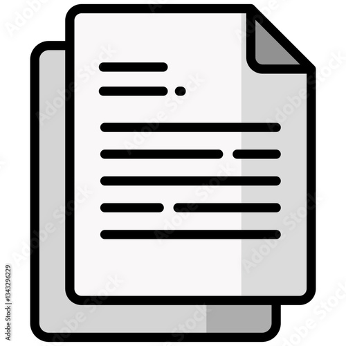 Document icon in Flat Color Style With Outline. Simple Vector Design. Simple Vector Flat Icon