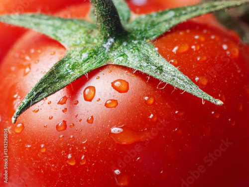 Valokuva Freshly washed red tomatoes covered with water drops close up.