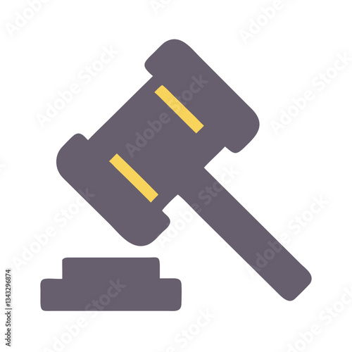 Auction gavel icon in dark gray and yellow