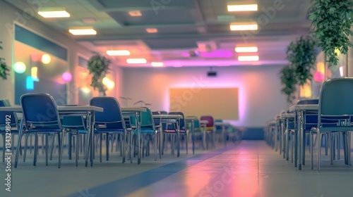 Wallpaper Mural Empty University Classroom  Conference Room  School Interior  Desks  Chairs  Soft Lighting Torontodigital.ca