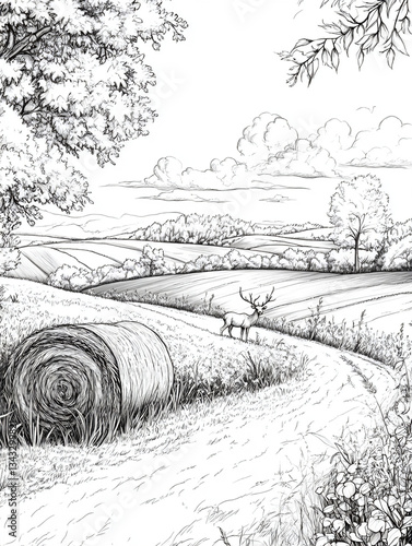 Wallpaper Mural coloring deer in the fields Torontodigital.ca