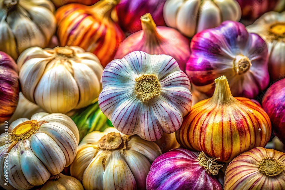 Fresh Garlic Bulbs, Close-up, Healthy Vegetables Fresh Garlic Bulbs, Close-up, Healthy Vegetables