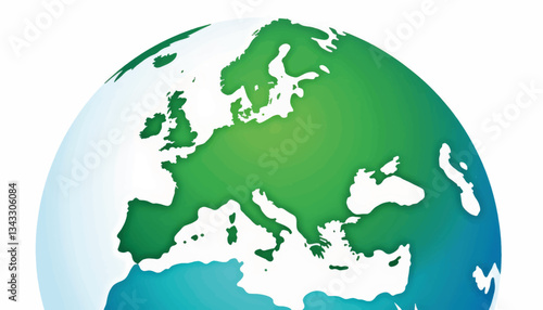 Globe highlighting Europe in green, global awareness and geography