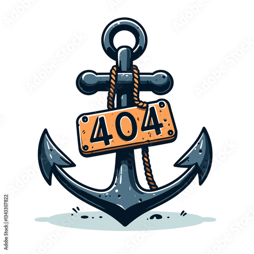 404 error on nautical anchor. Maritime or sailing website error page design for boating or naval platforms showing navigation failure concept.