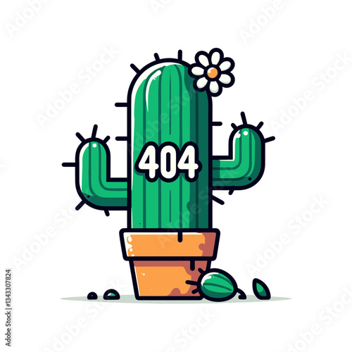 404 error on potted cactus family. Desert plant website error page design for gardening or botanical platforms showing southwestern aesthetic concept.