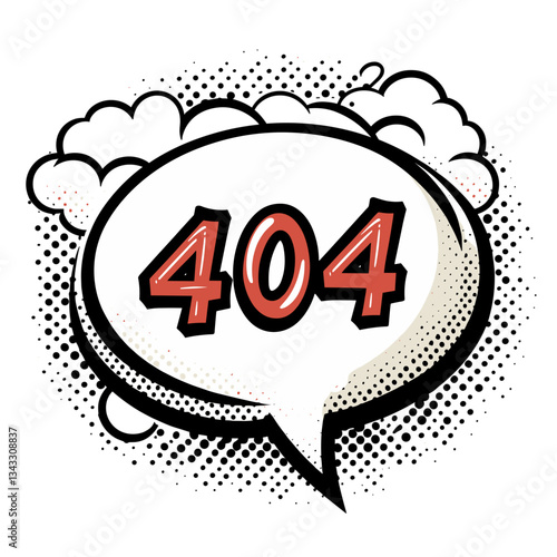 Speech bubble with 404 message in comic style. Perfect for chat applications, messaging services or communication platforms.