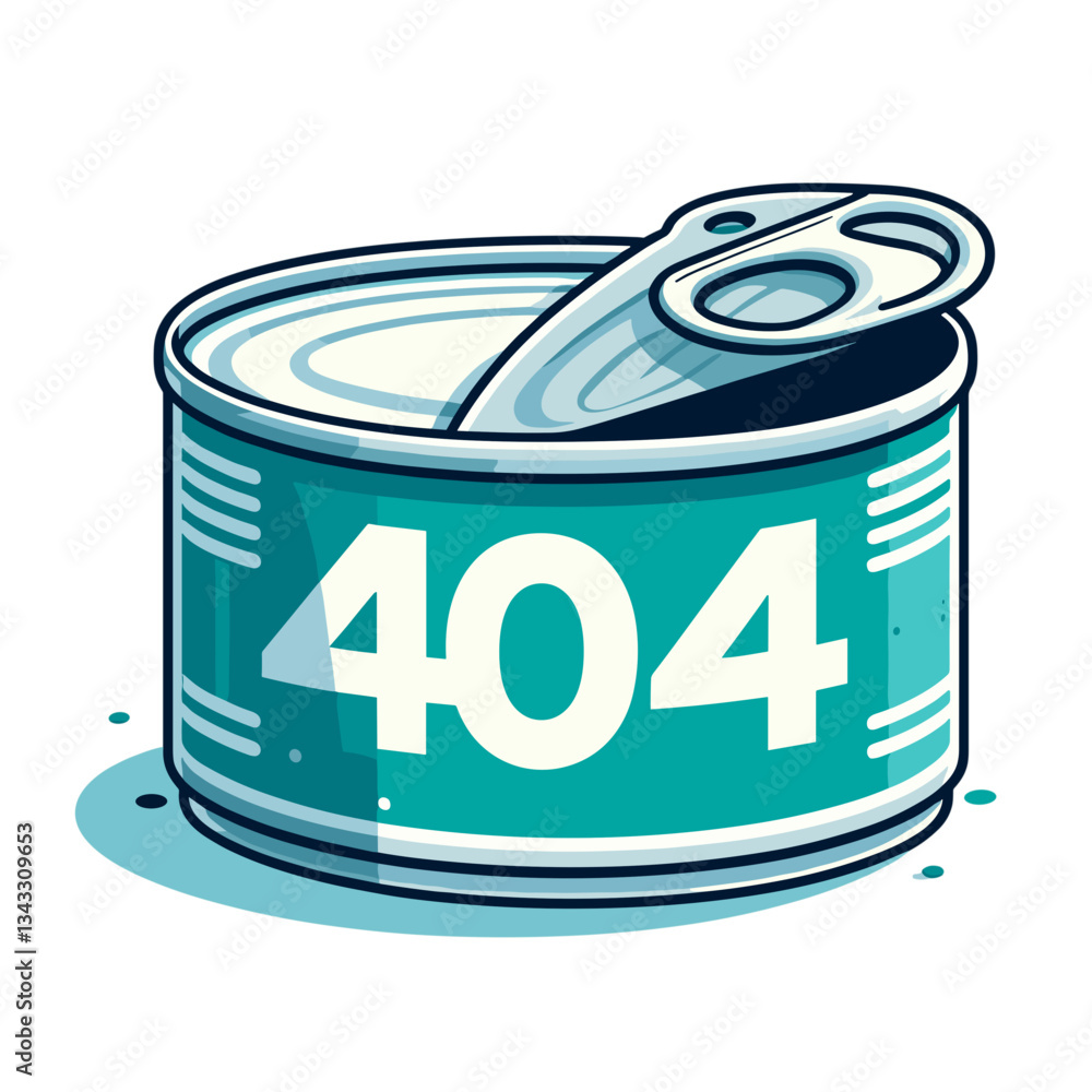 404 error on opened tin can. Food storage website error page design for preserved goods or kitchen supply platforms showing empty container concept. 404 error on opened tin can. Food storage website error page design for preserved goods or kitchen supply platforms showing empty container concept.