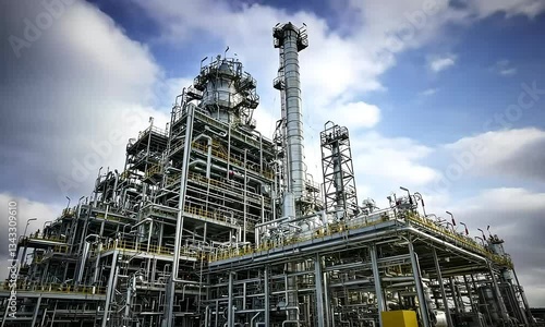 Wallpaper Mural Industrial Complex with Towering Structures Under Dramatic Sky Showcasing Advanced Manufacturing and Energy Production Processes Torontodigital.ca