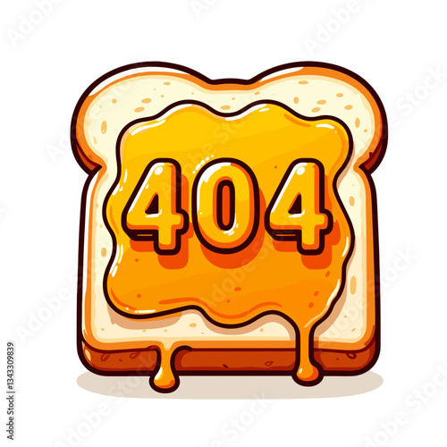 Toast bread with 404 message in honey gold tones. Perfect for food websites indicating unavailable breakfast menu items or cooking resources.