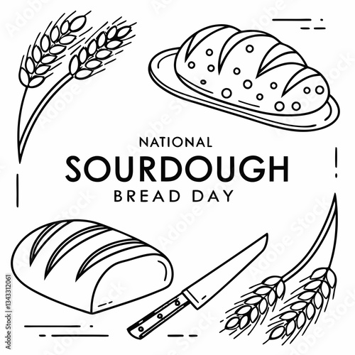 NATIONAL SOURDOUGH BREAD DAY vector illustration