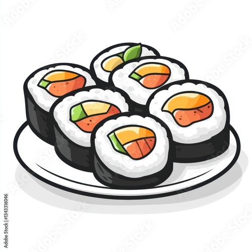 egg fish sushi icon, line art style , clear background