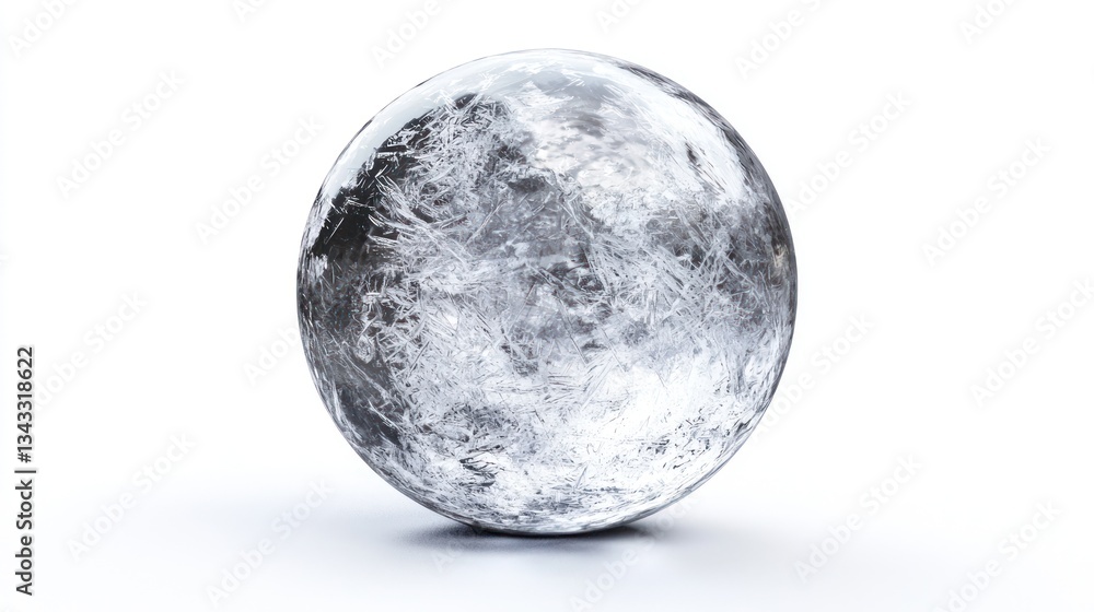 Shimmering Ice Sphere with Frozen Texture and Realistic Transparency Shimmering Ice Sphere with Frozen Texture and Realistic Transparency