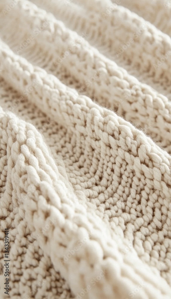 Close-up of a creamy knitted textile, showcasing its texture and intricate cable knit pattern. Soft and inviting. Close-up of a creamy knitted textile, showcasing its texture and intricate cable knit pattern. Soft and inviting.