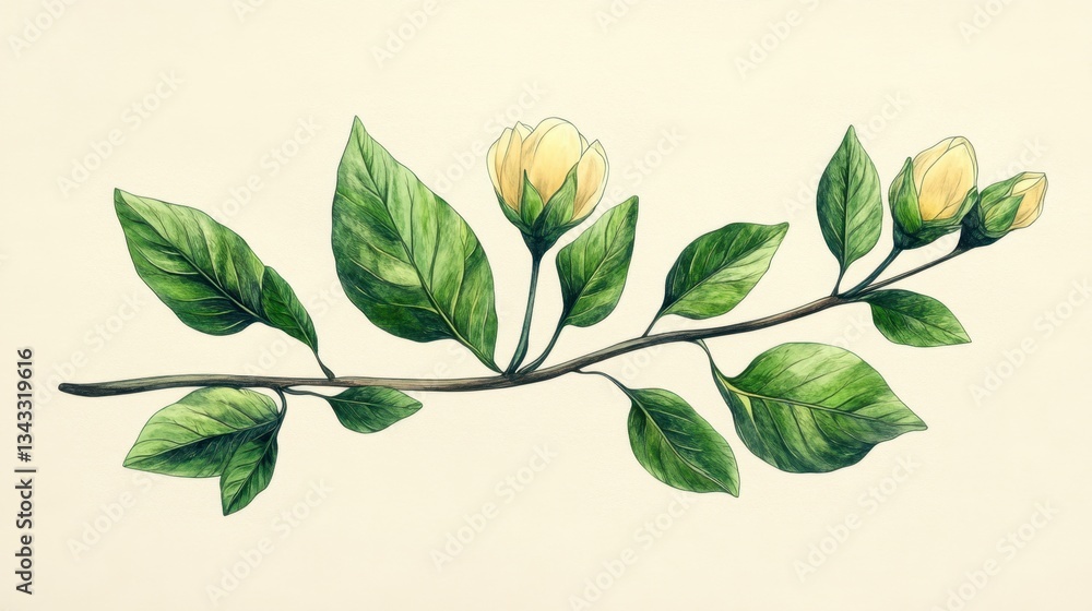 Naklejka premium five-leaf plant buds icon, line art style , clear background