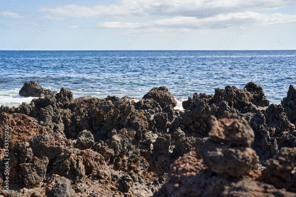 Sunlit ocean view from a cliff in Tenerife, Spain........ Sunlit ocean view from a cliff in Tenerife, Spain........