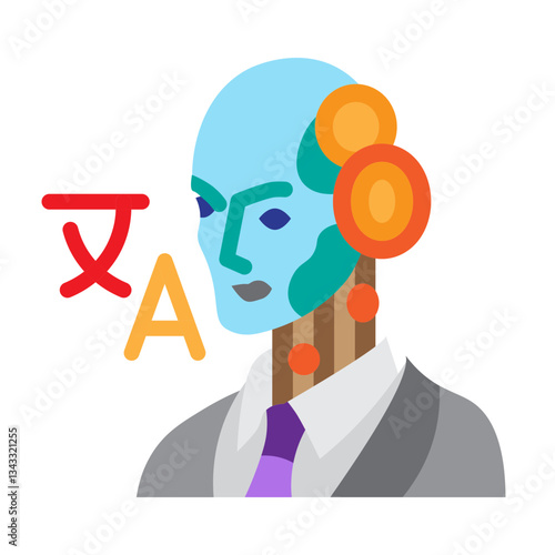 Virtual Interpreter Vector Flat Icon Design