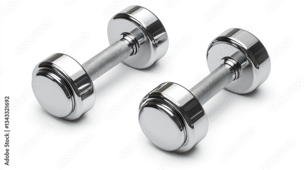 Sleek Metal Dumbbells with Polished Chrome Finish Sleek Metal Dumbbells with Polished Chrome Finish