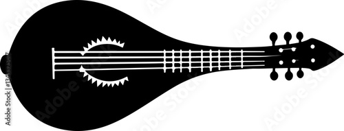 Black and White Mandolin Illustration