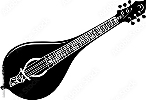 Black and White Mandolin Illustration