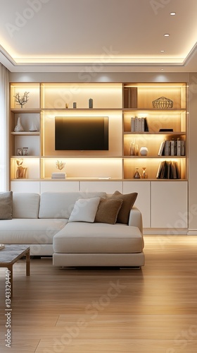Modern Living Room with Built-in Entertainment Center